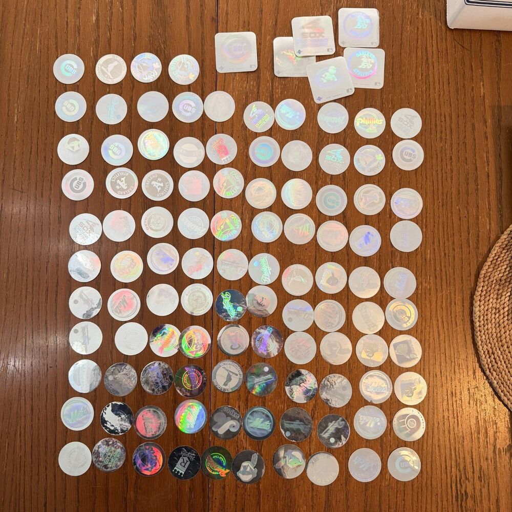 110 Vintage MLB Hologram Sticker Lot Upper Deck 1990 Baseball Team Logos